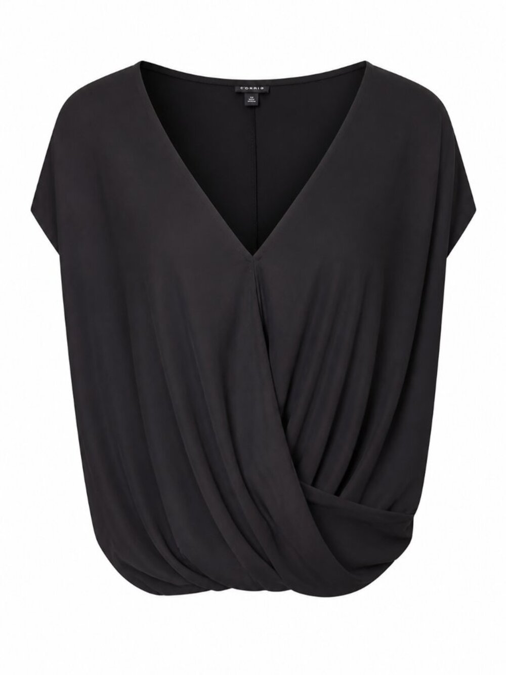 Torrid Black Modal Blend Surplice Wrap Front Draped V-Neck Top Size 00 XL NWT